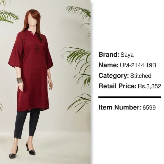 UM-2144 19B by Saya Brand SML Size